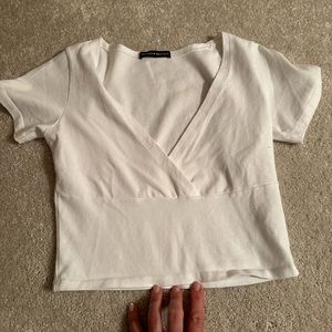 Brandy Melville white mid drift t shirt